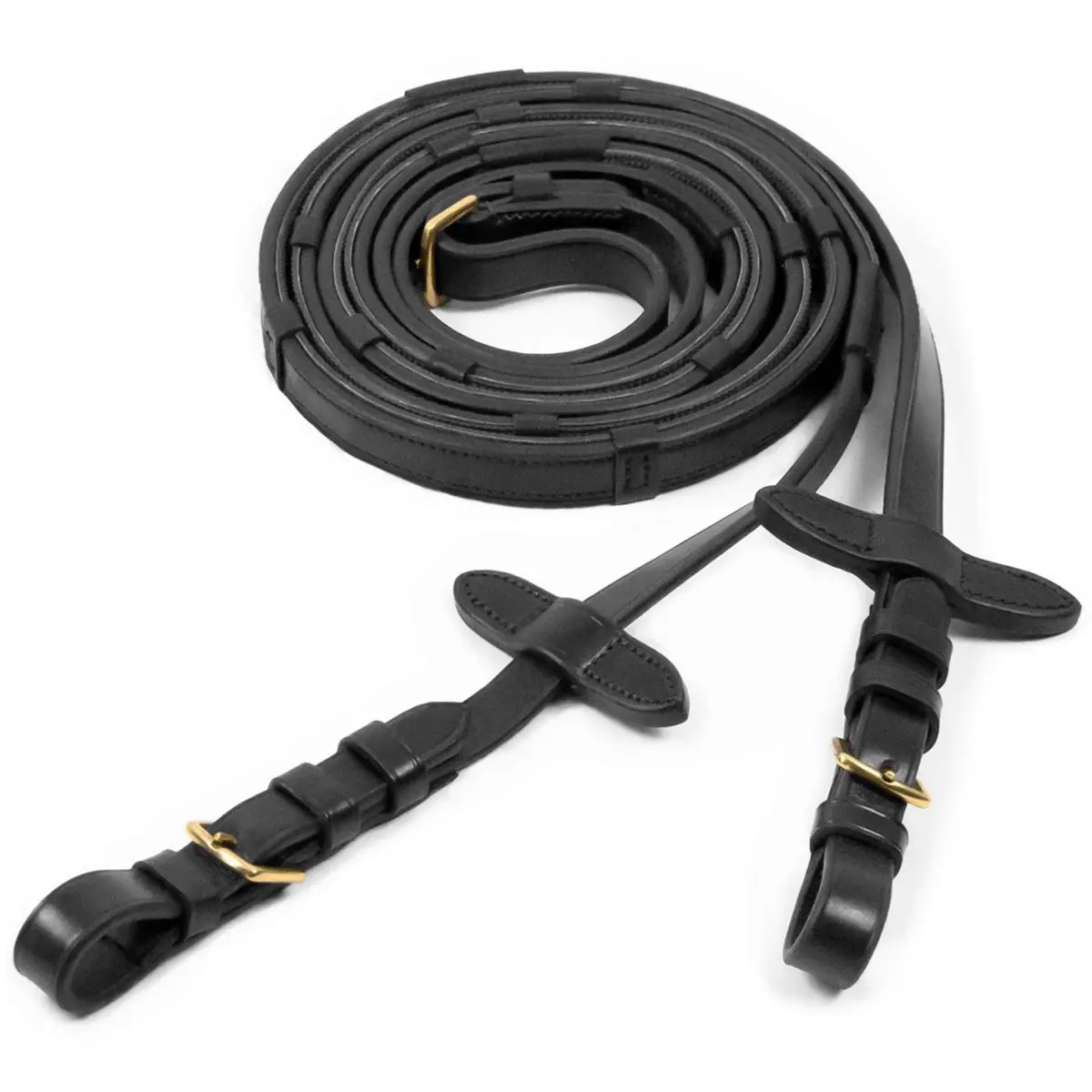 Schockemöhle Teugels Rubber/Leer Met Gespen Zwart/Goud 1