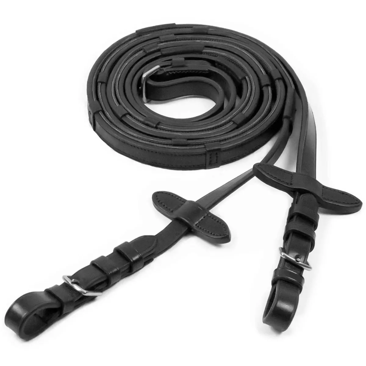 Schockemöhle Teugels Rubber/Leer Met Gespen Zwart/Zilver 1