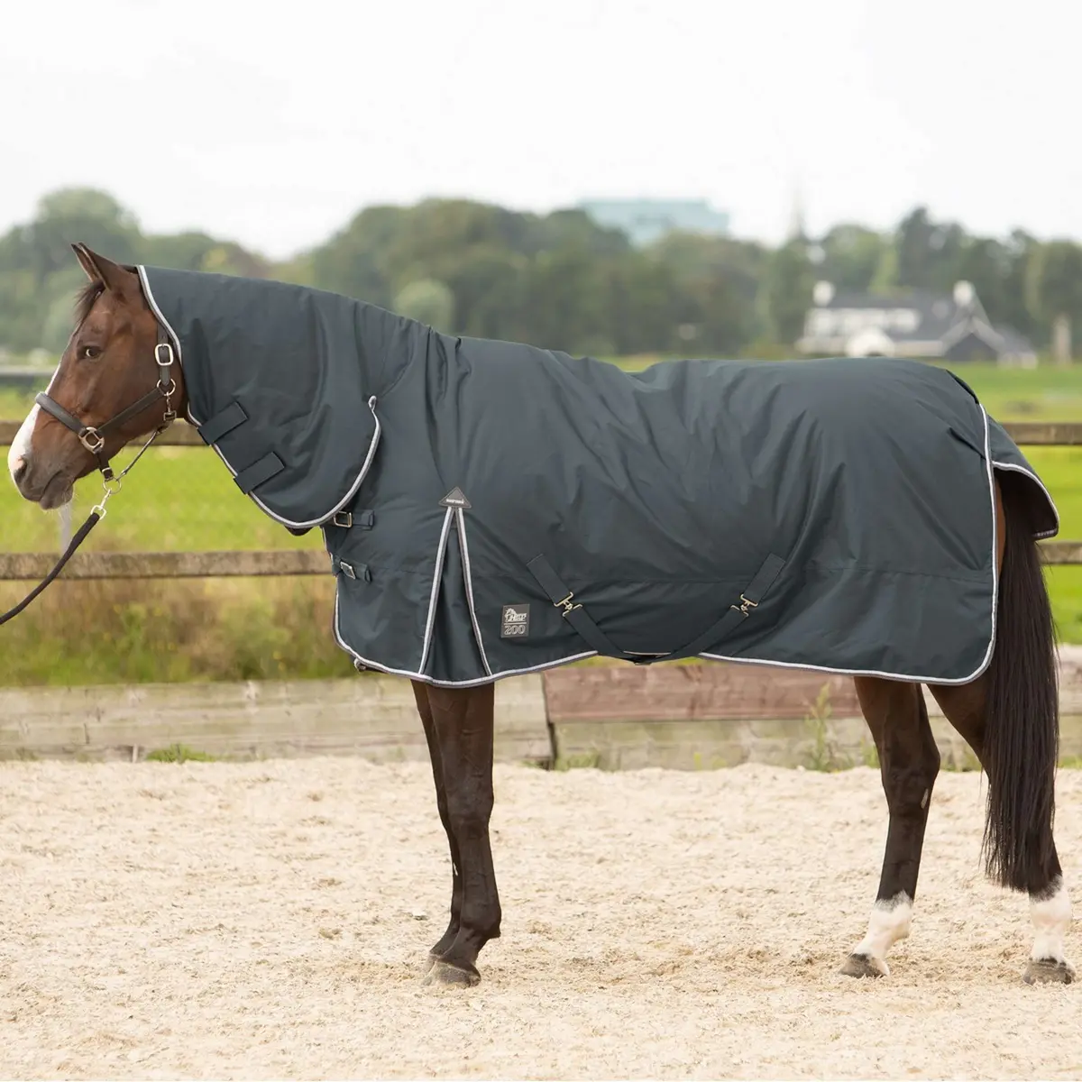 Harry's Horse Outdoordeken Thor 200G Met Hals Ebony 1