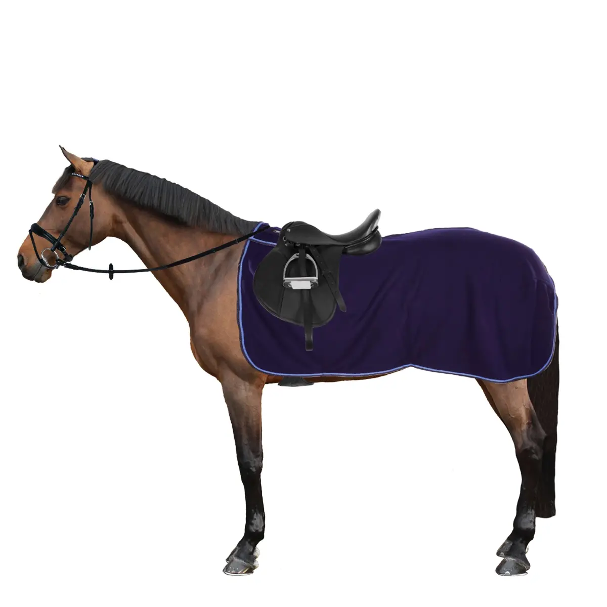 Riding World Uitrijdeken Fleece Navy/Lichtblauw 1