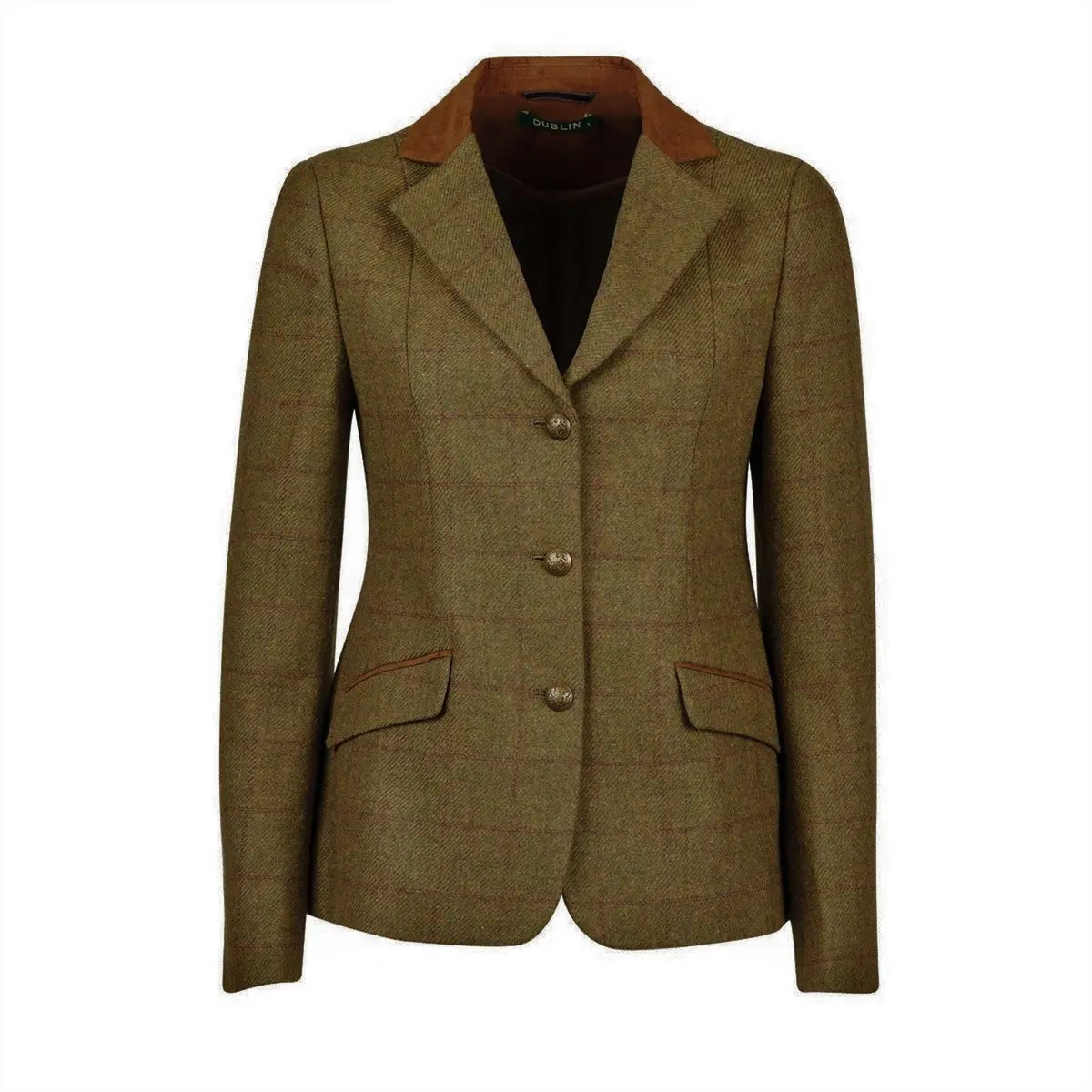 Dublin Wedstrijdjasje Albany Tweed Suede Collar Tailored Bruin/Groen 1