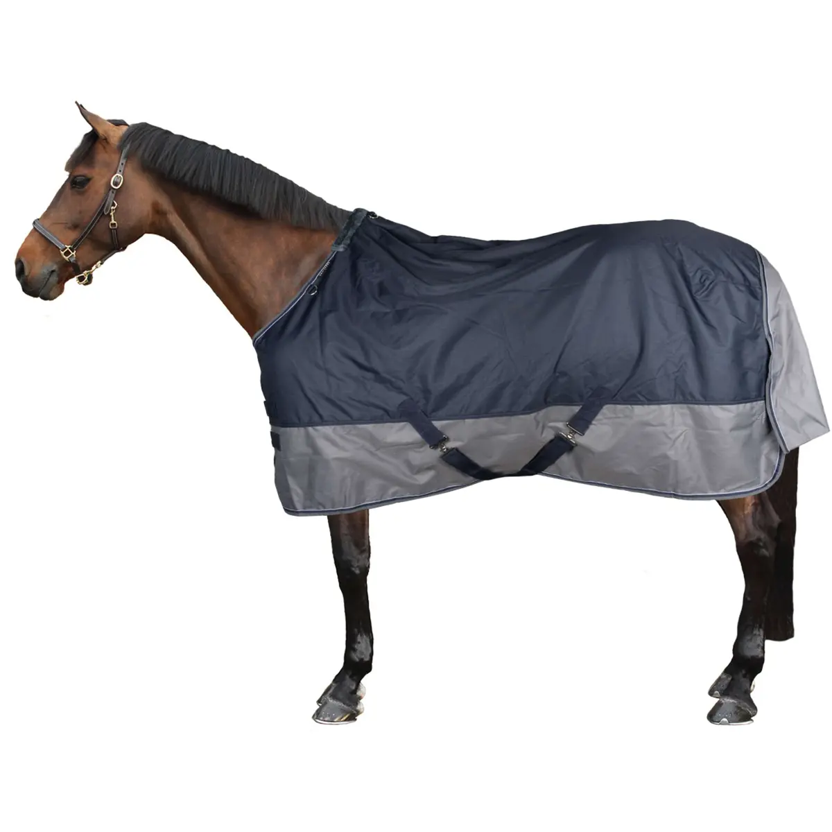 Equithème Outdoordeken Tyrex 600 D Polar Fleece 0G Marineblauw/Grijs 1