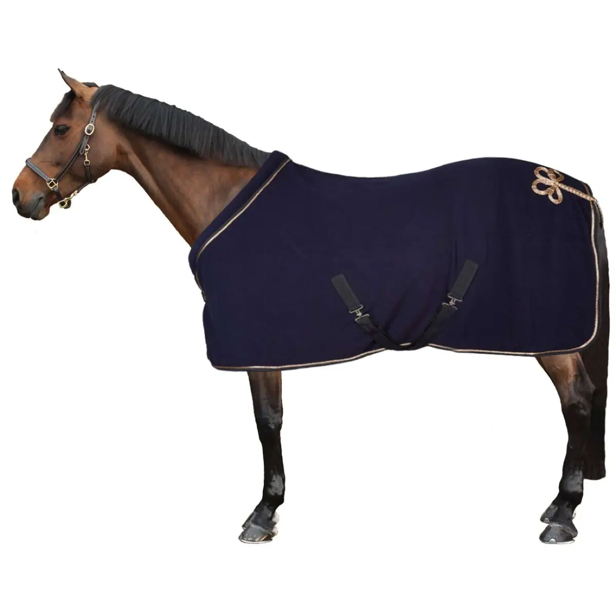 Hkm Zweetdeken Rosegold Glamour Donkerblauw/Rosegoud 1