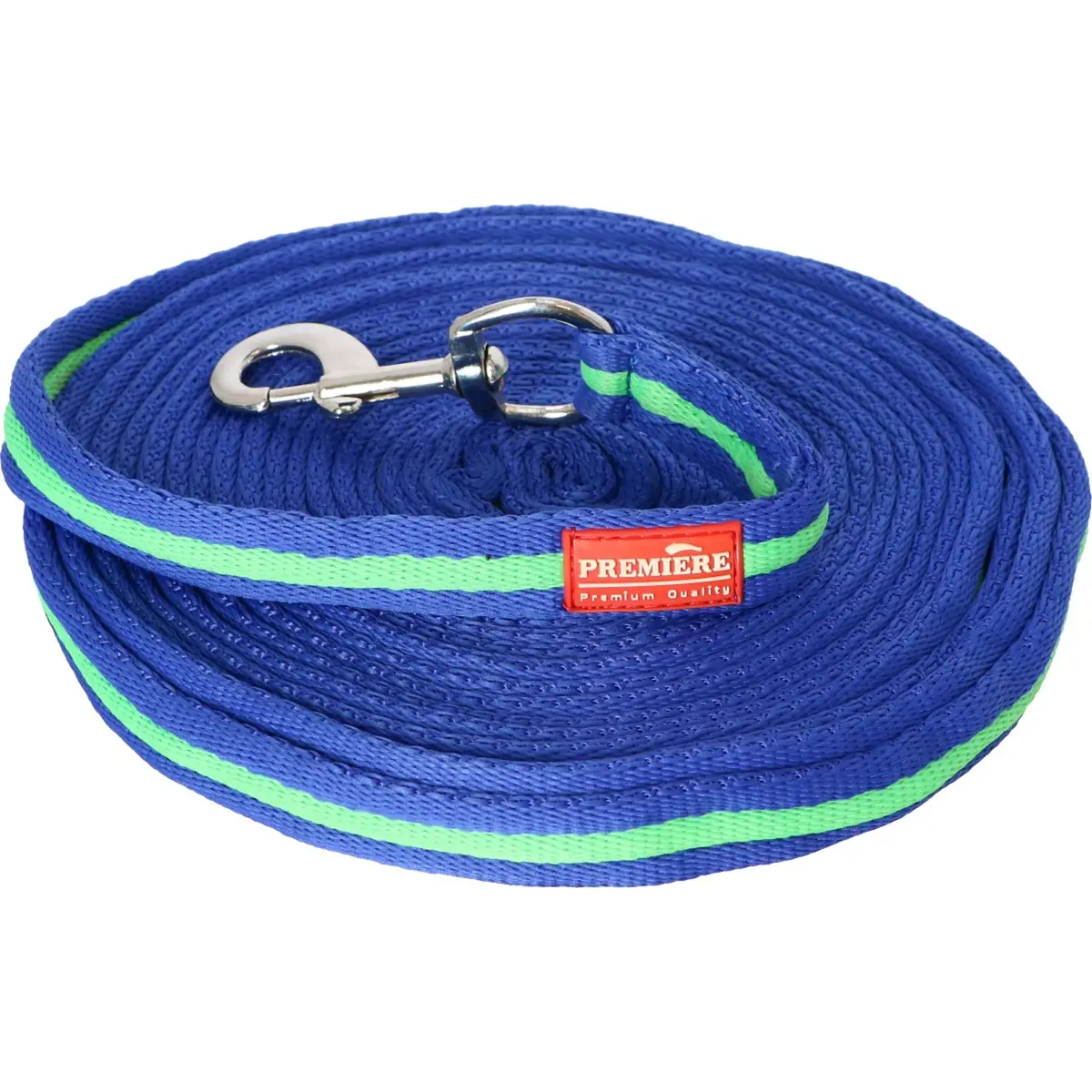 Premiere Longeerlijn Softgrip Met Musketon Blauw/Groen 1