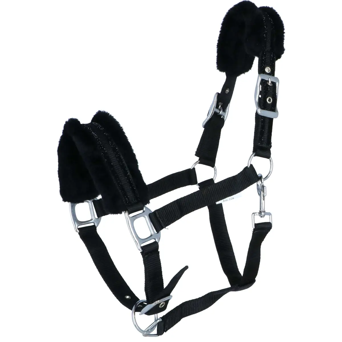 Hkm Nylonhalster Glitter Polarfleece Voering Zwart 1