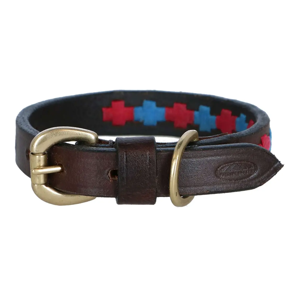 Weatherbeeta Halsband Polo Leer Beaufort/Brown/Pink/Blue 1