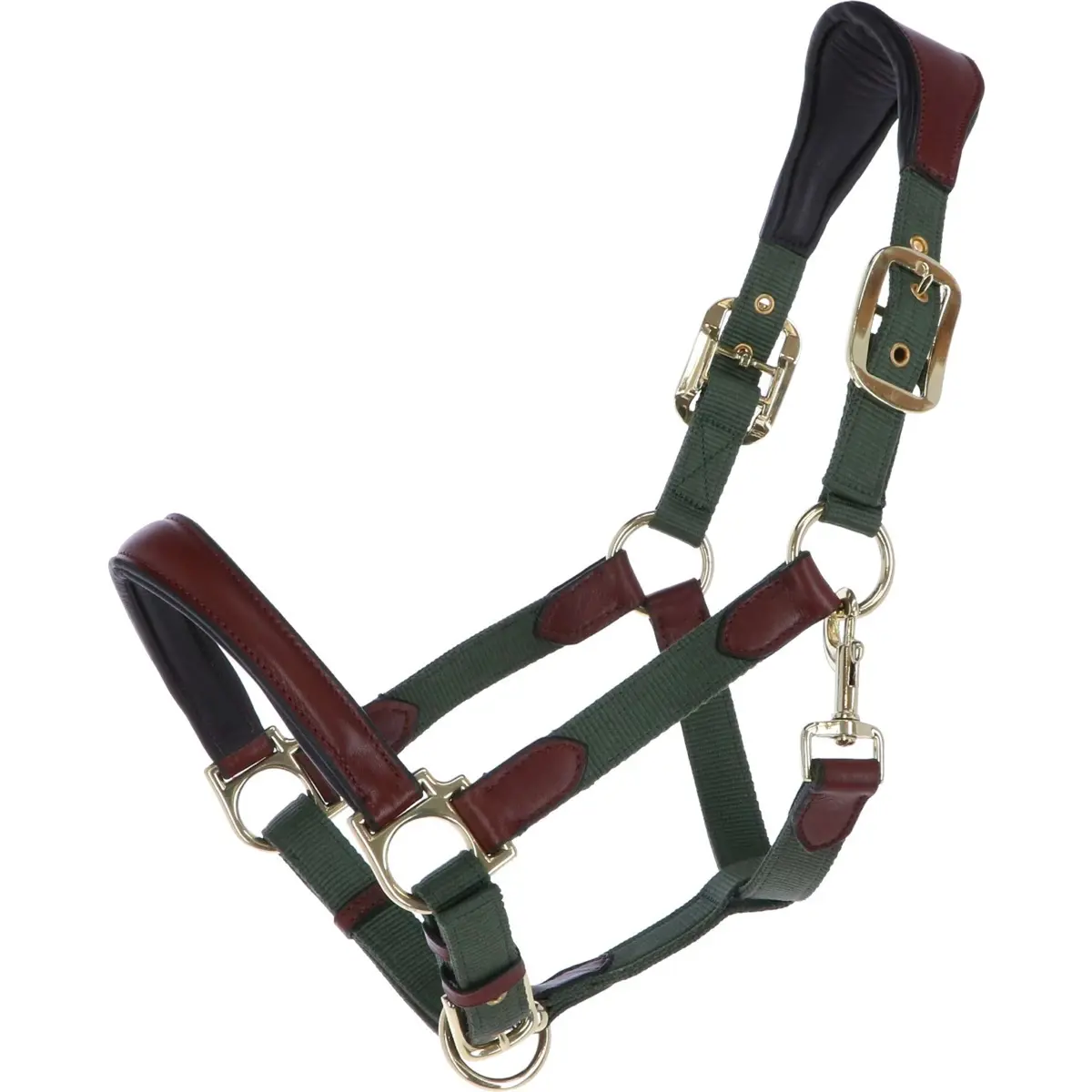 Hkm Halster Luna Leer/Nylon Groen/Bruin 1