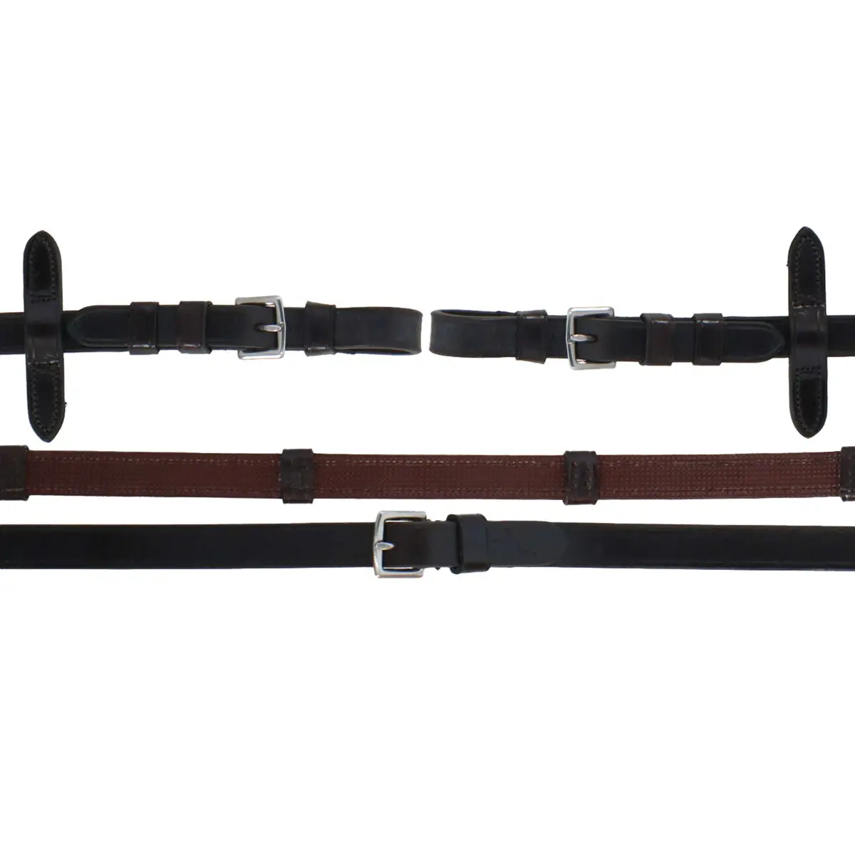 Schockemöhle Teugels Rubber/Leer Met Gespen Donkerbruin/Zilver 1
