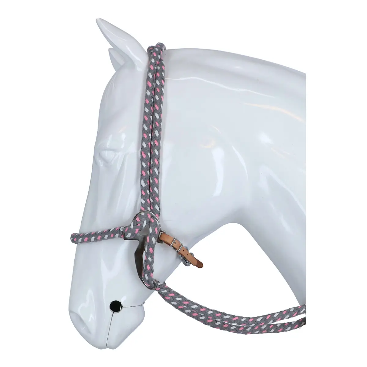F.R.A. Hackamore Hoofdstel Jaspis Katoen Roze/Grijs/Wit 1