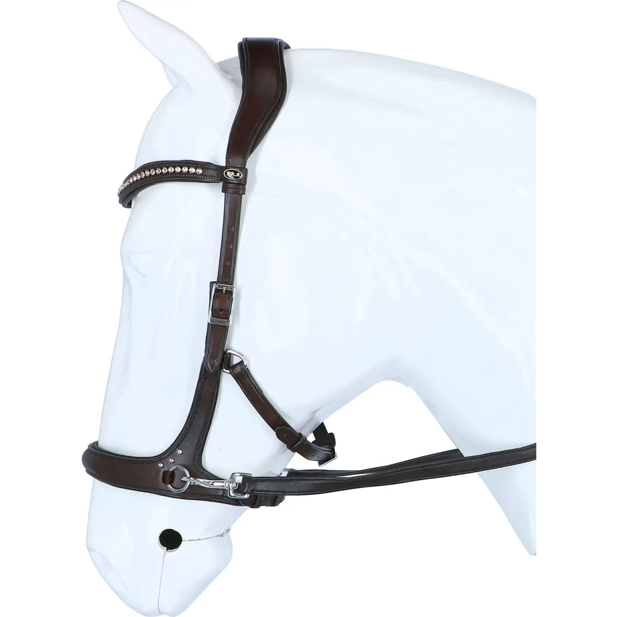 F.R.A. Bitloos Hoofdstel Rebecca Side Pull Softleder Teugels Havana 1