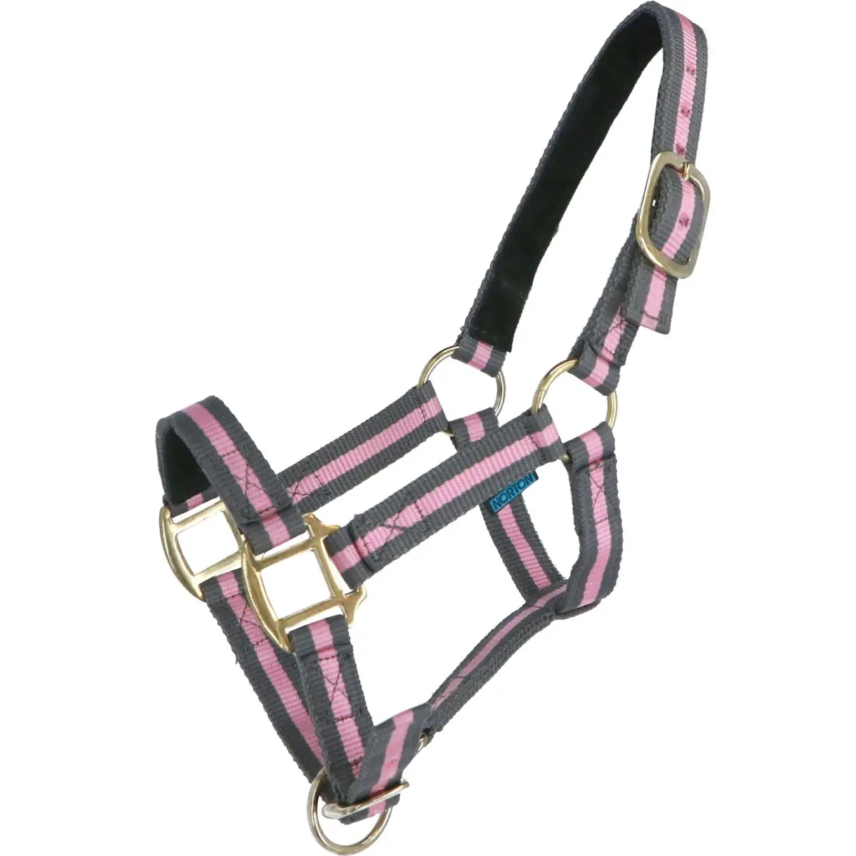 Norton Halster Nylon Met Leer Gevoerd Grijs/Roze 1