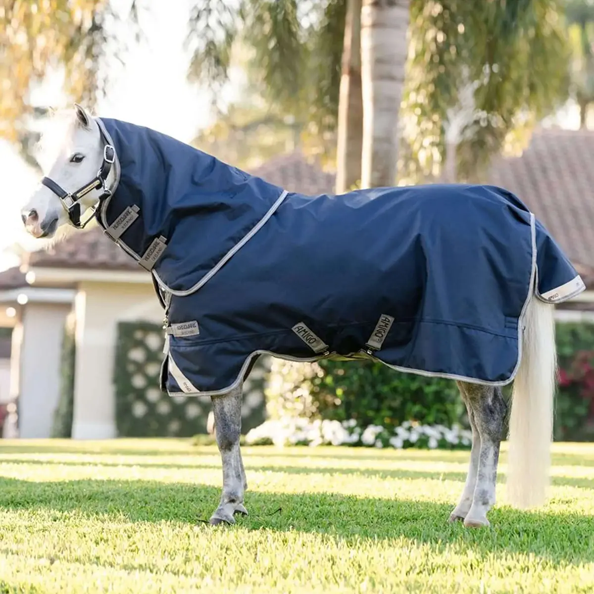 Amigo Turnout Rug 1200D Plus Pony 250G Navy/Titanium Grey/Silver 1
