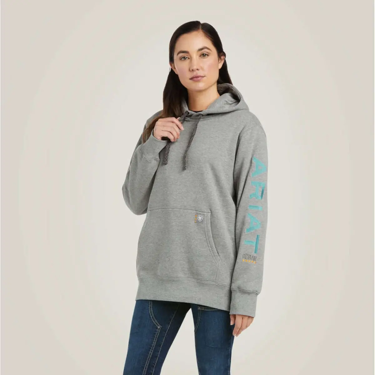 Ariat Hoodie Rebar Graphic Dames Heather Grey 1