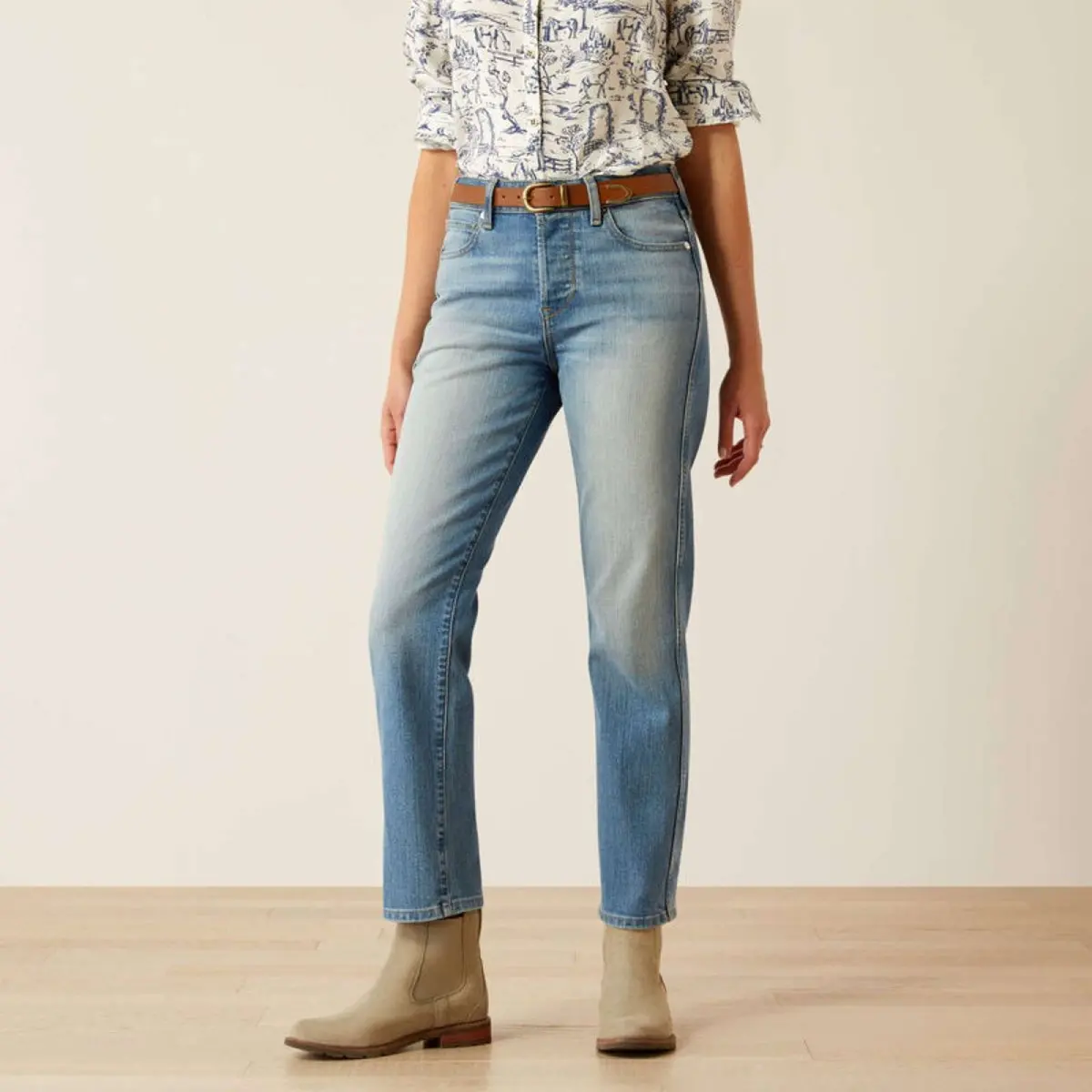 Ariat Jeans High Rise Bridle Slim Straight Leg Dames Abeline 1