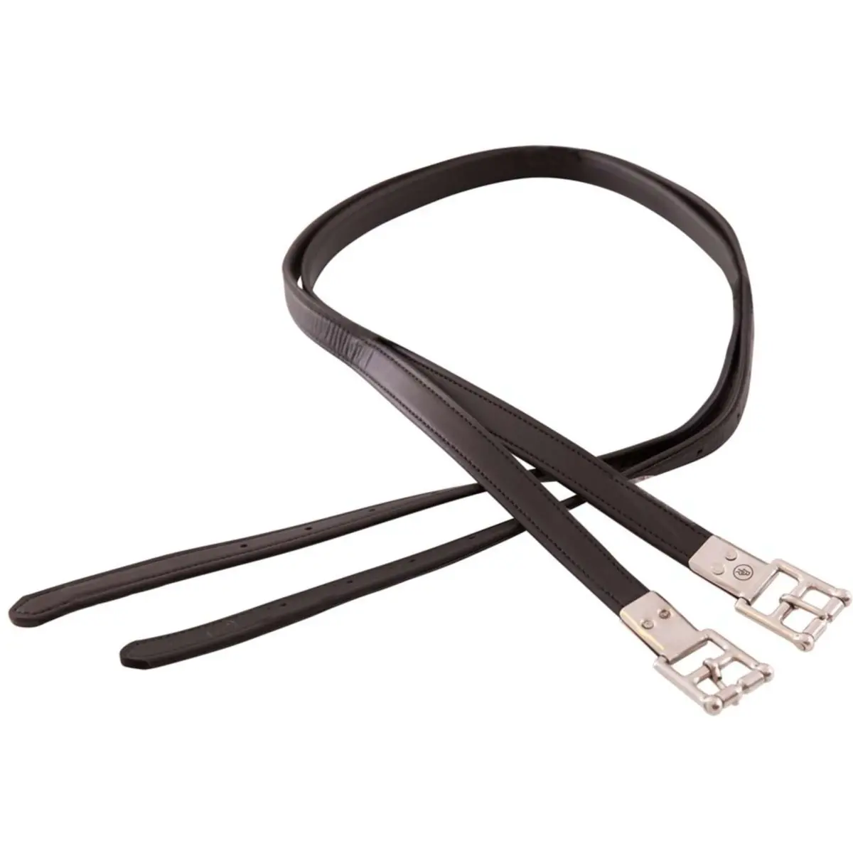 Br Stijgbeugelriemen Leather Feel Rvs Plaatgespen Zwart 1