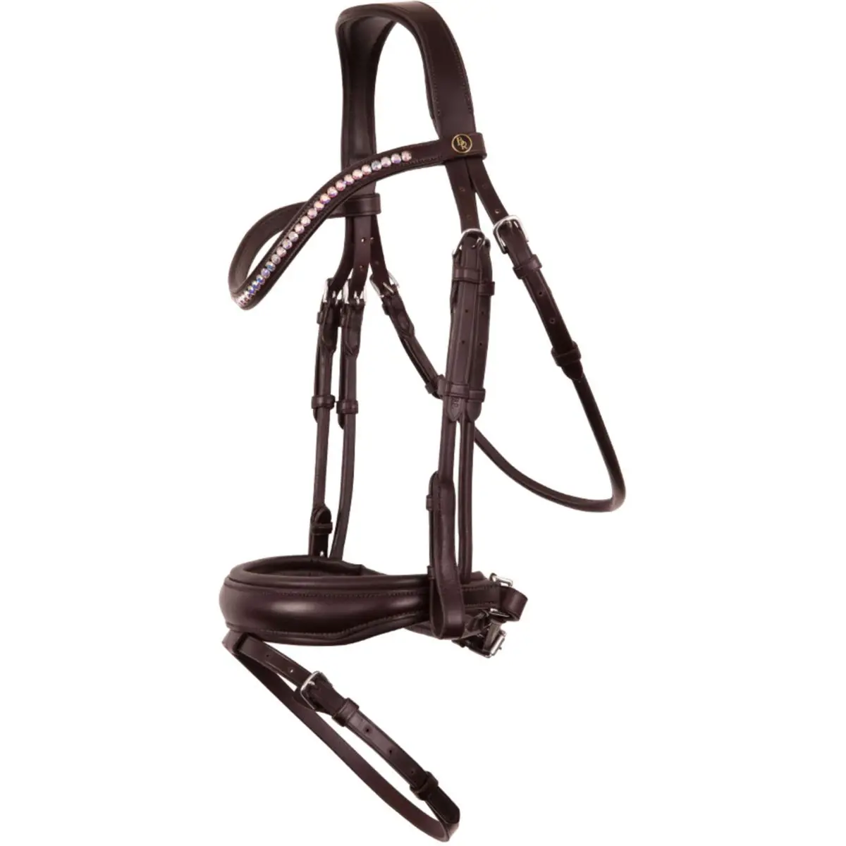 Br Hoofdstel Southam Gecombineerde Neusriem Bruin/Zilver 1