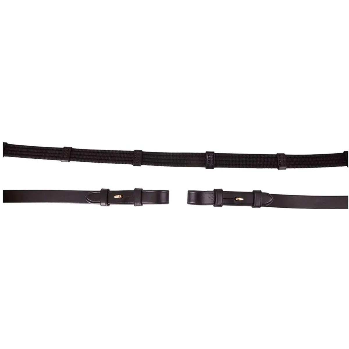 Br Teugel Linnen 19Mm Blind/Ronde Gesp Zwart/Goud 1