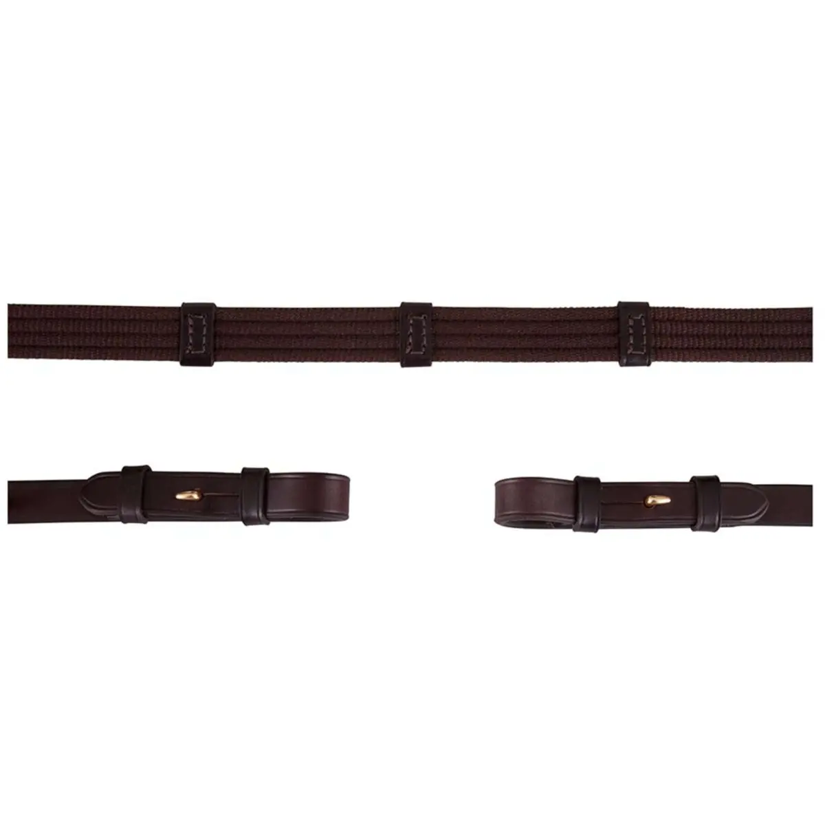 Br Teugel Linnen 19Mm Blind/Ronde Gesp Bruin/Goud 1