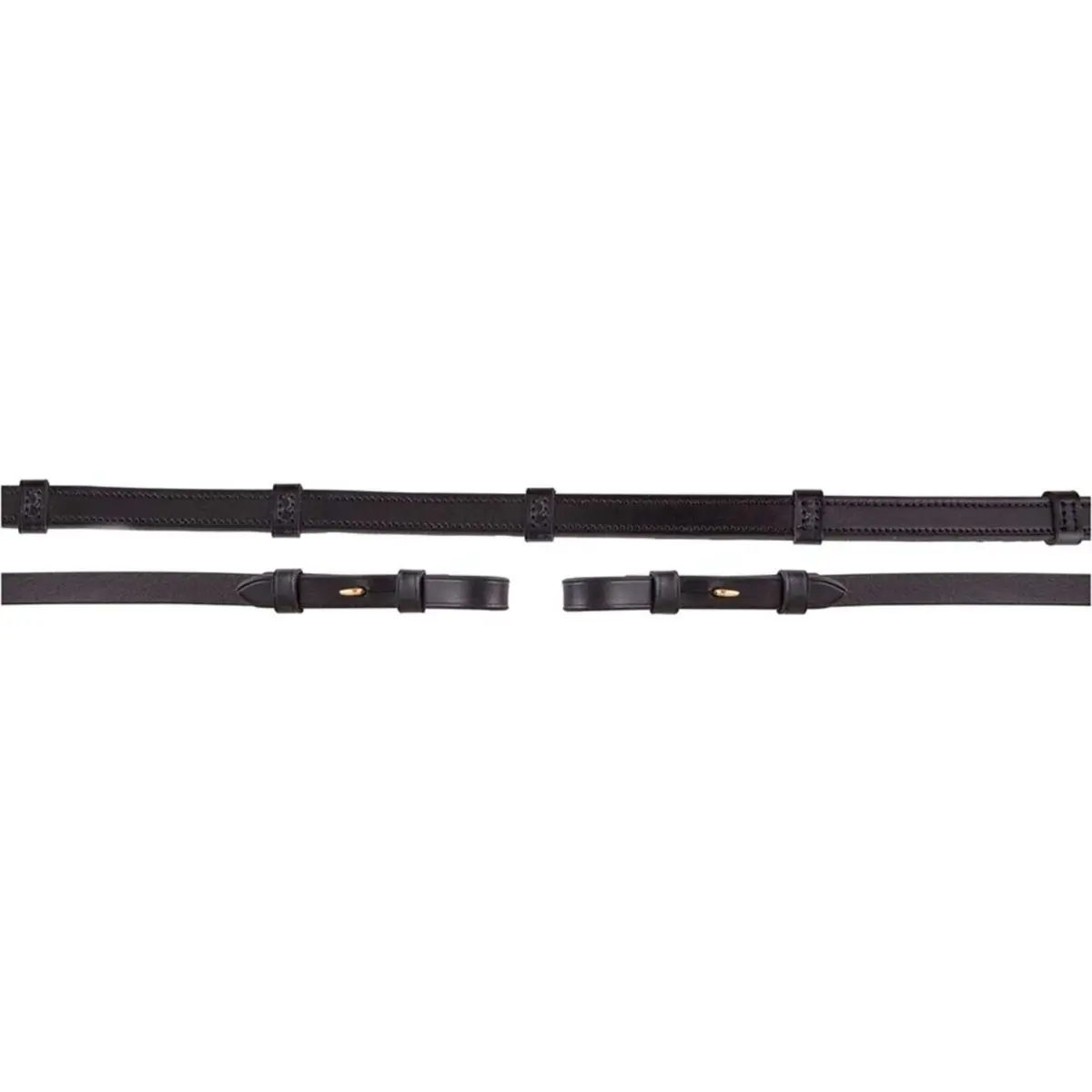 Br Teugel Dressuur Leer/Rubber Stops 16Mm Zwart/Goud 1