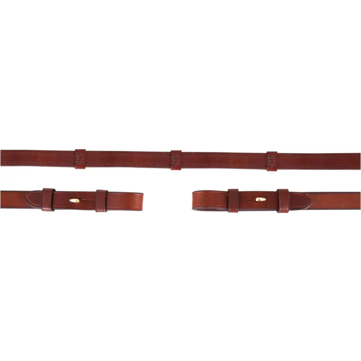 Br Teugel Dressuur Leer/Rubber Stops 16Mm Tobacco/Goud 1
