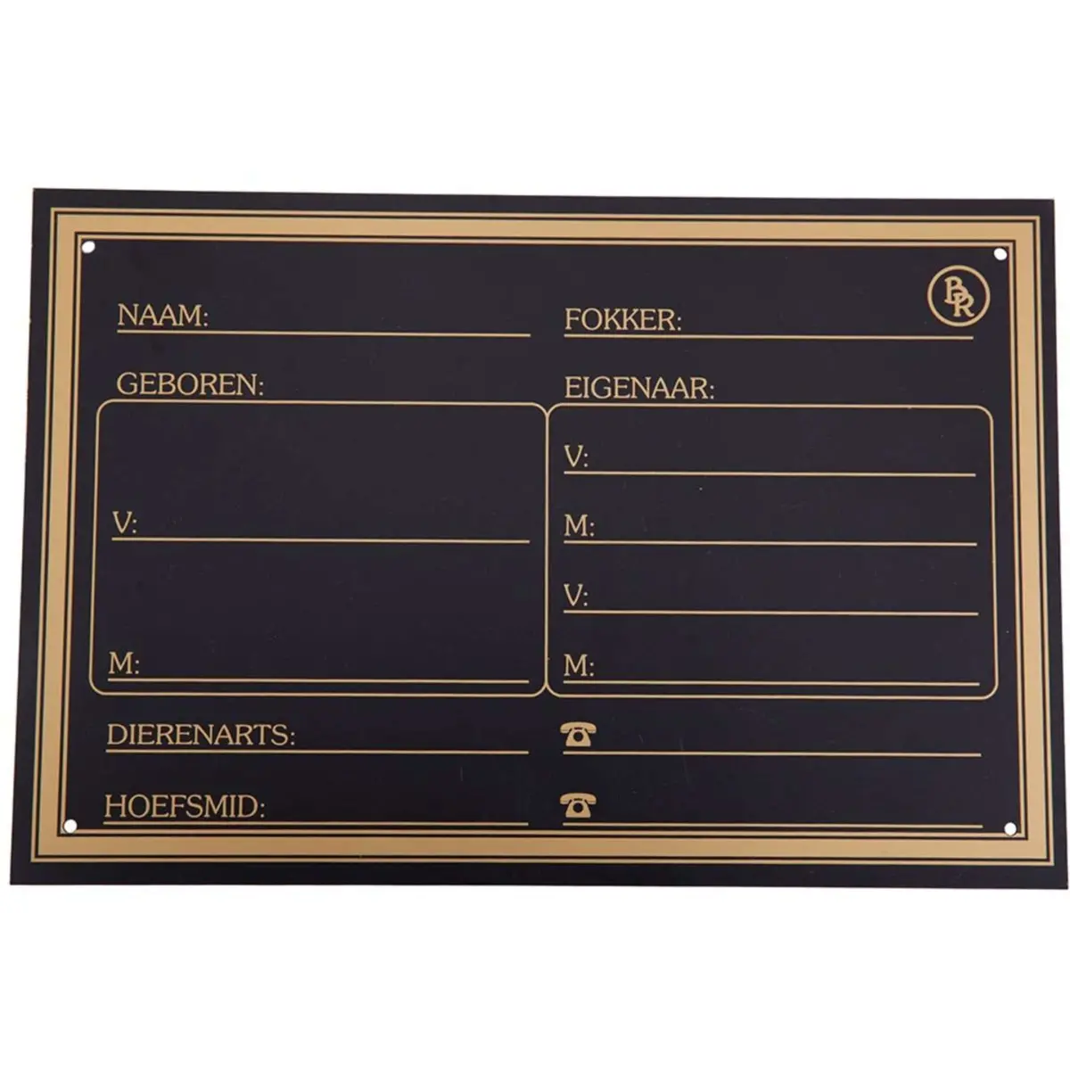 Br Stalplaat Kunststof Goud Opdruk Zwart 1