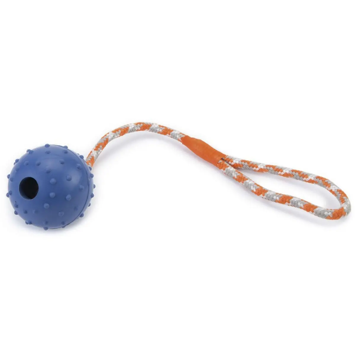 Beeztees Rubber Bal Met Bel + Koord Blauw 1