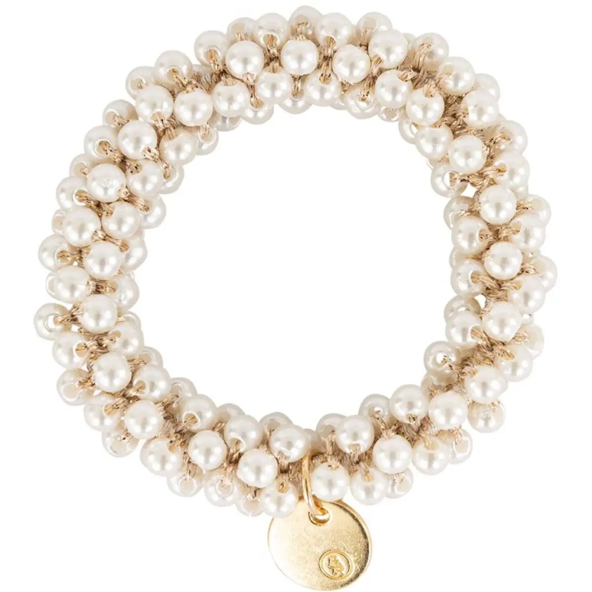 Br Haarelastiek Beads Set/2 White Pearl 1