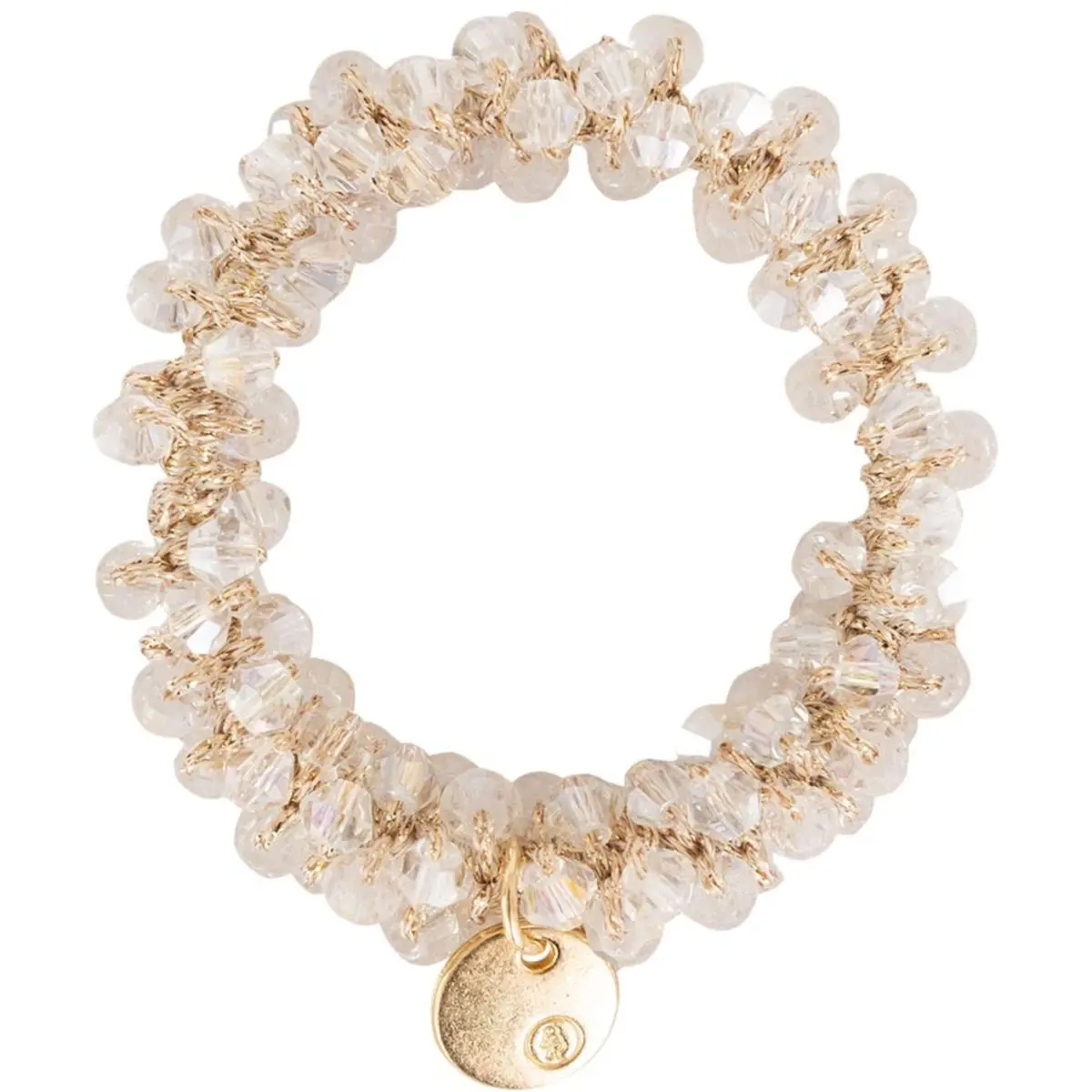Br Haarelastiek Beads Set/2 White Crystal 1