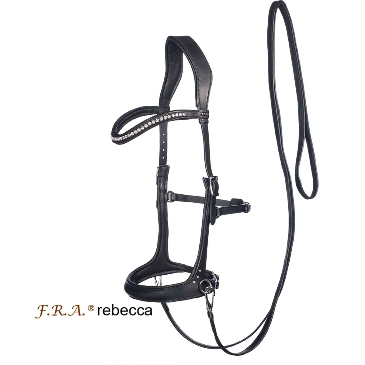 F.R.A. Bitloos Hoofdstel Rebecca Side Pull Softleder Teugels Zwart 1