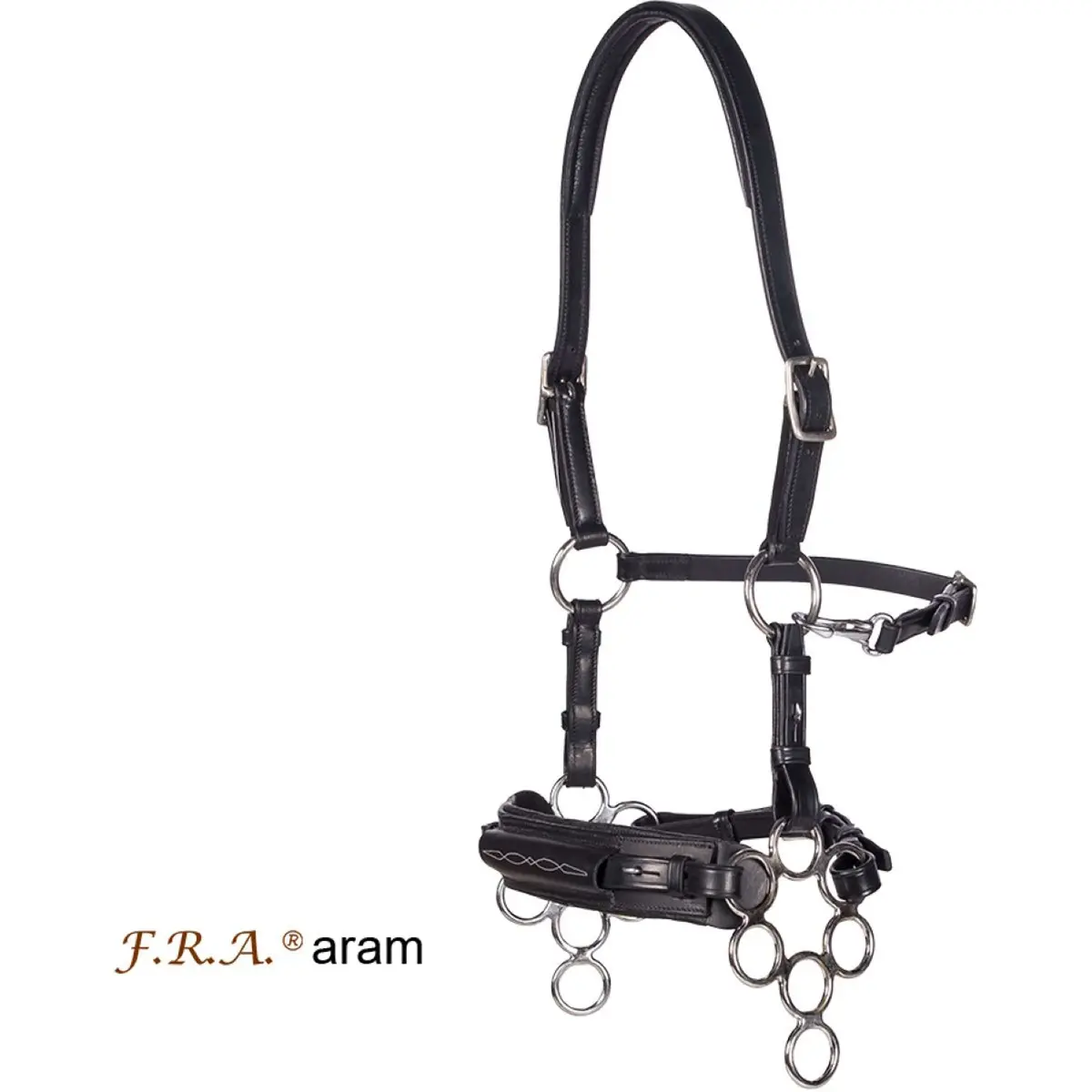 F.R.A. Hackamore Hoofdstel Aram Leder Met Scharen Zwart 1