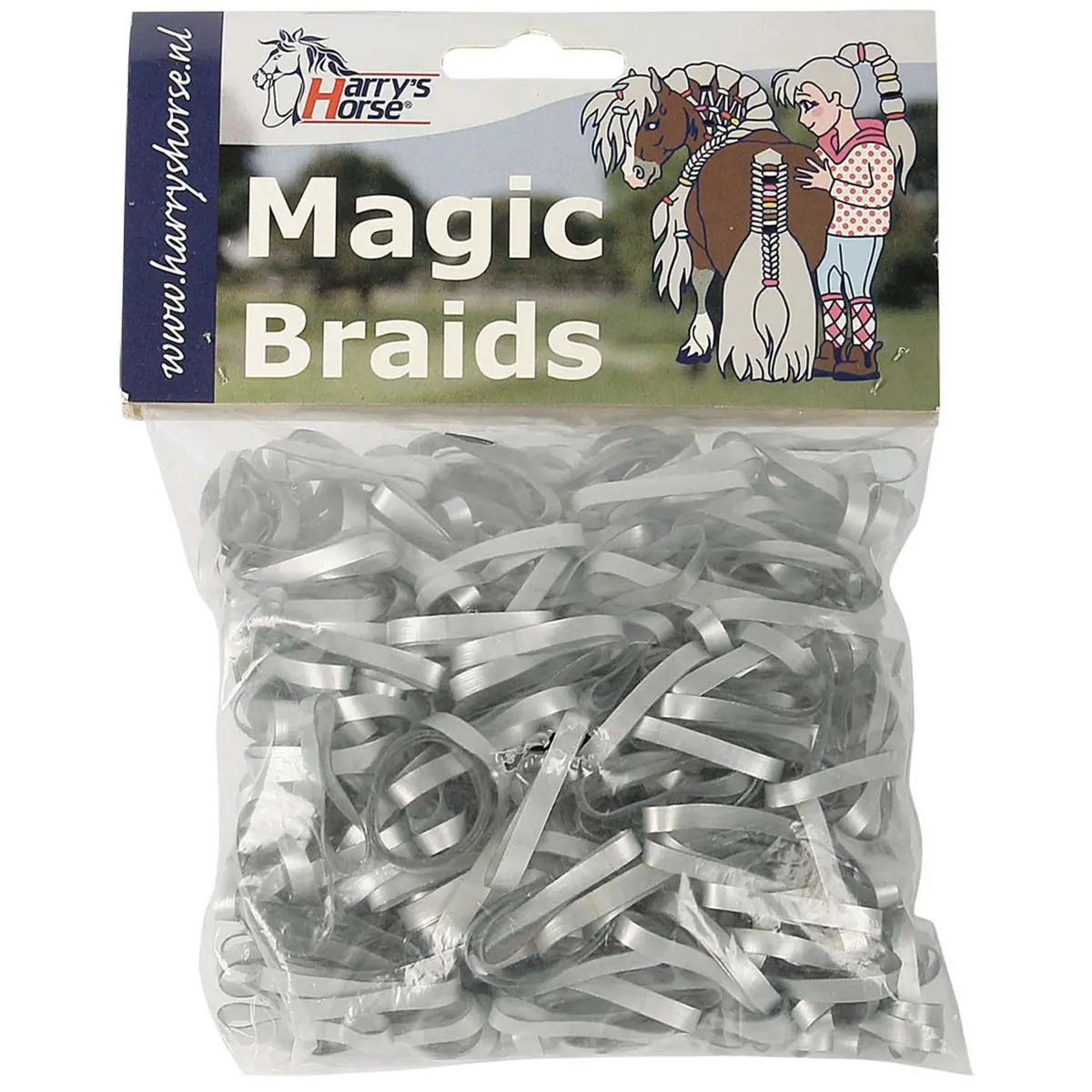 Harry's Horse Haarelastiekjes Magic Braids Zakje Zilver 1