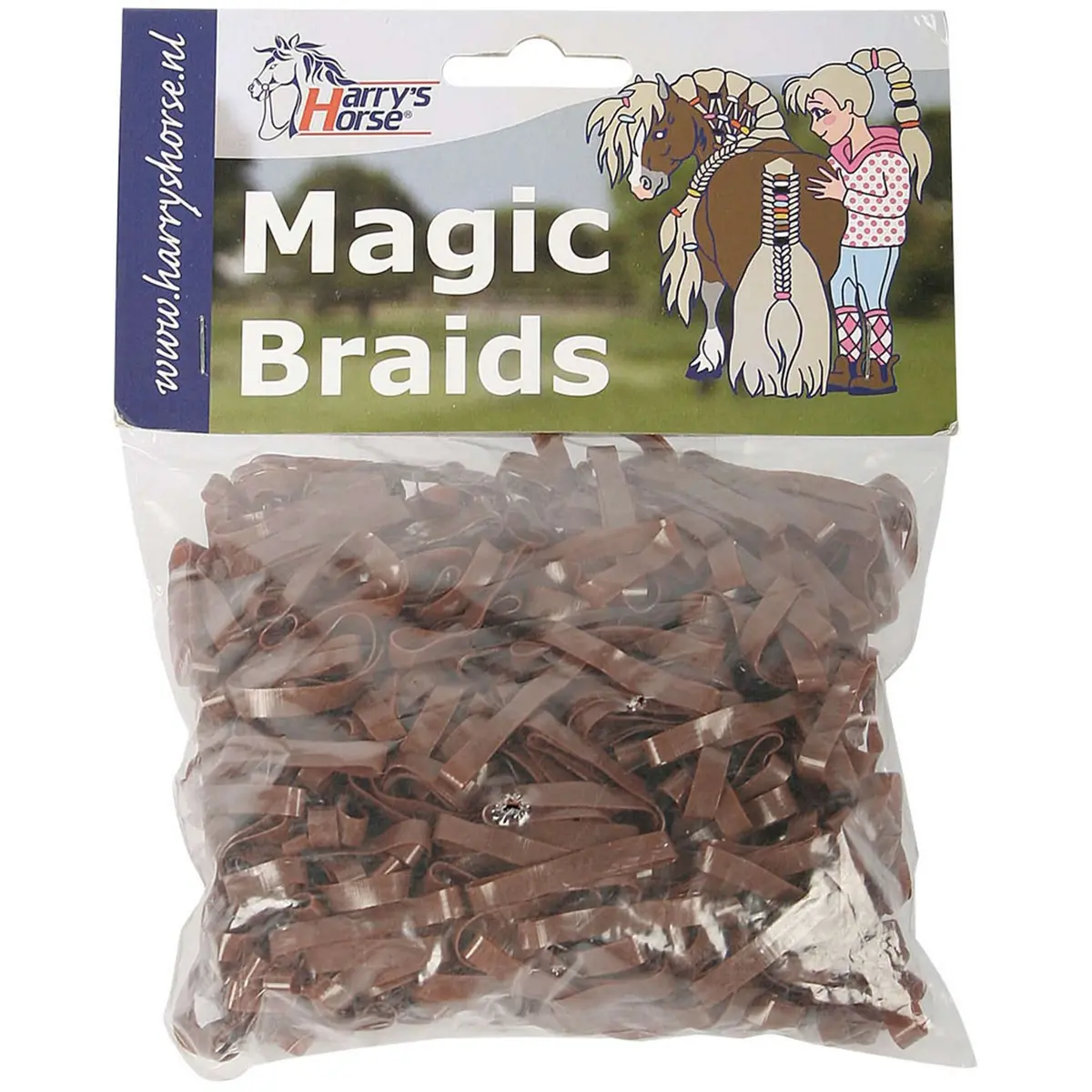 Harry's Horse Haarelastiekjes Magic Braids Zakje Bruin 1