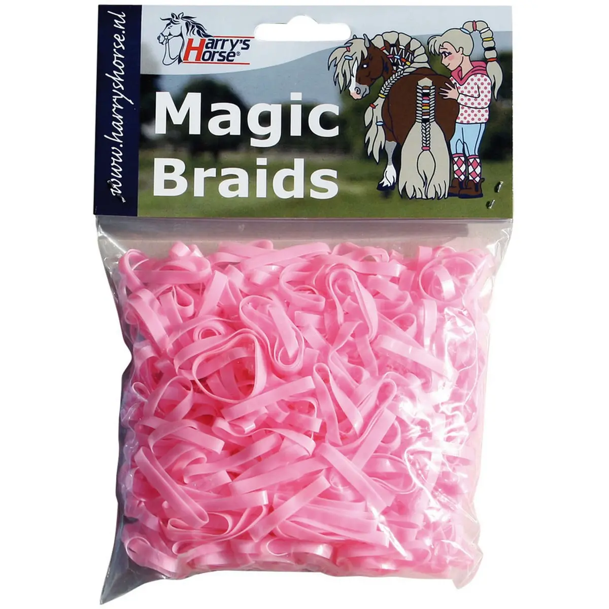 Harry's Horse Haarelastiekjes Magic Braids Zakje Roze 1