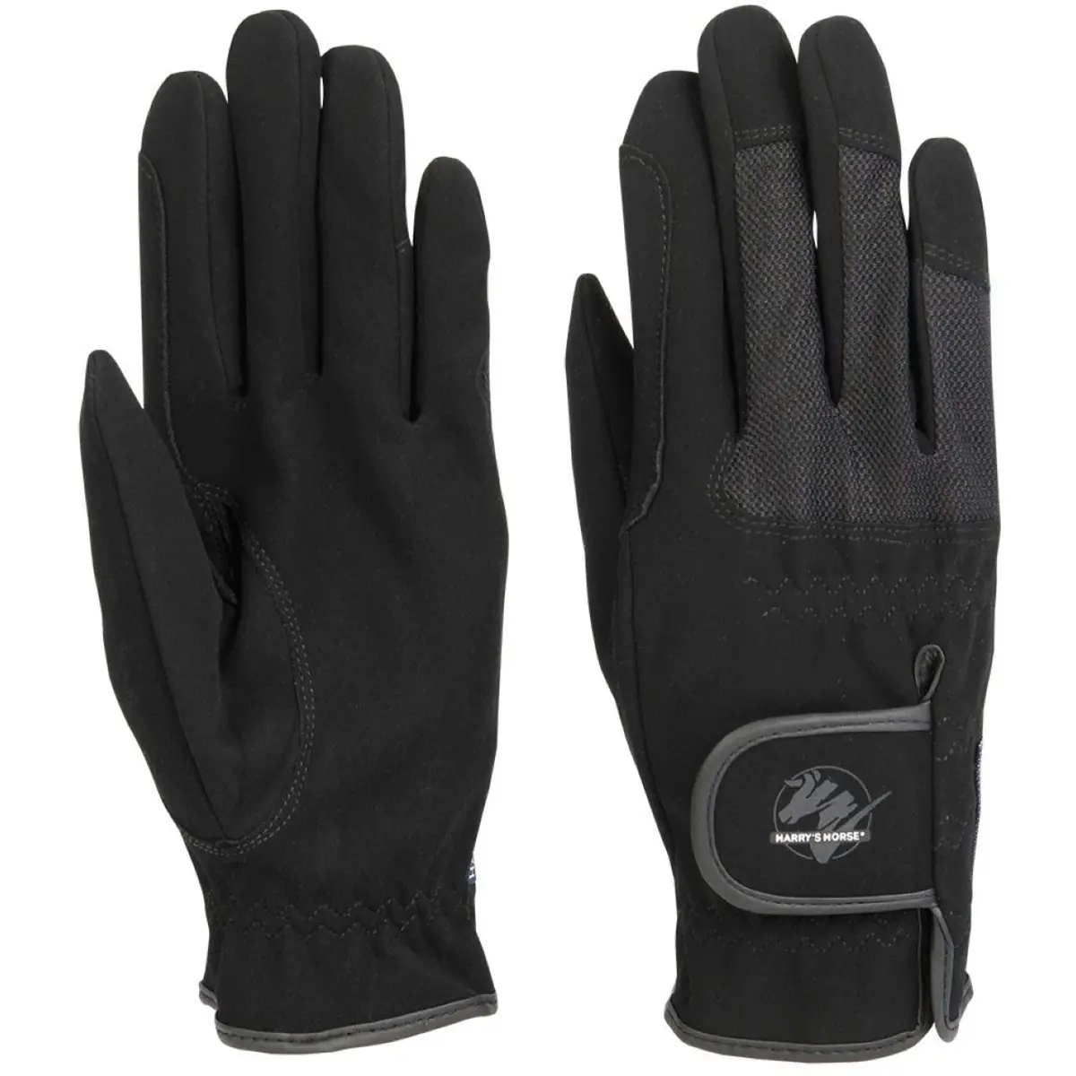 Harry's Horse Rijhandschoenen Domy Suede Mesh Zwart 1
