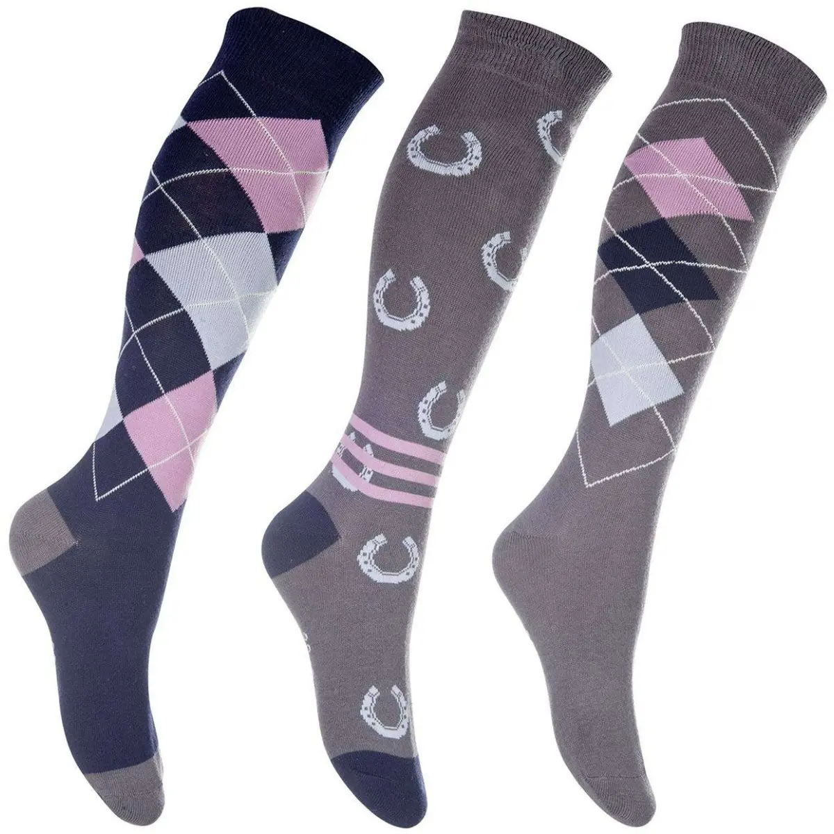 Hkm Rijsokken Cardiff Set Van 3 Grijs/Blauw 1