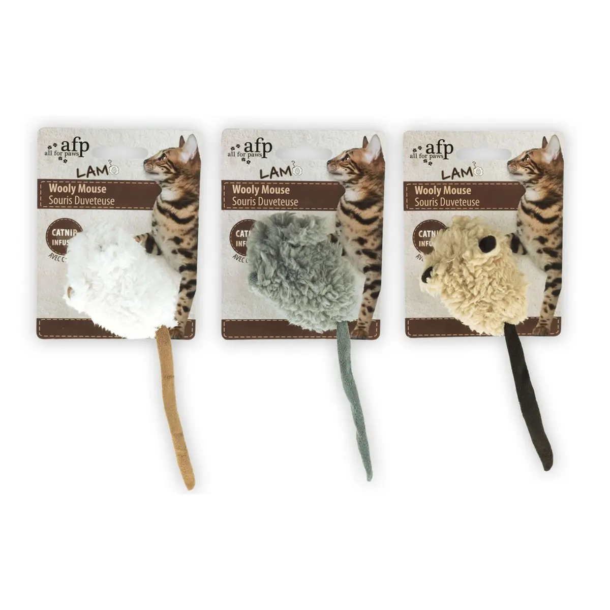 All For Paws Lambswool-Wooly Mouse With Mouse Sound Catnip 1