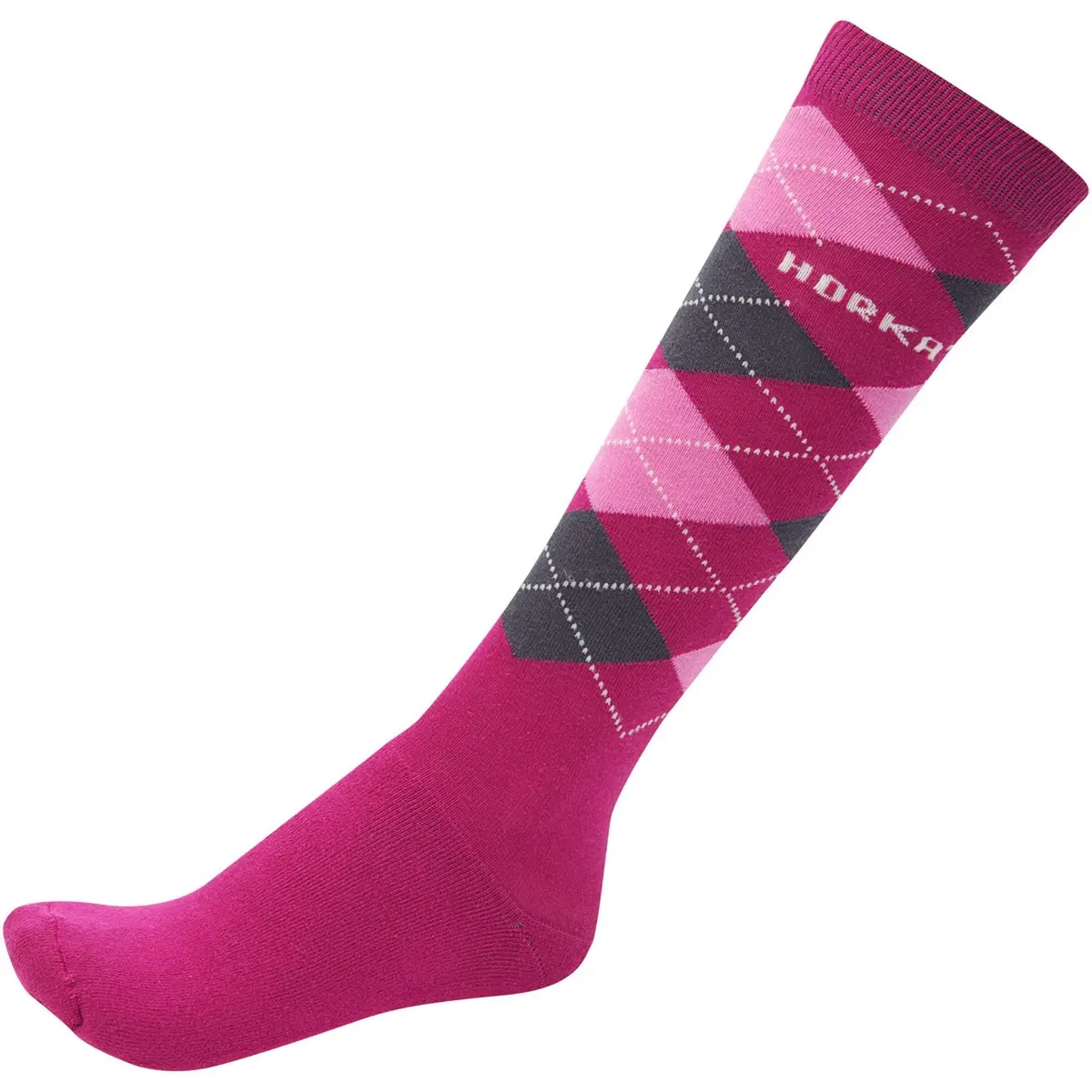 Horka Paardrijsokken Ruit Fuchsia 1