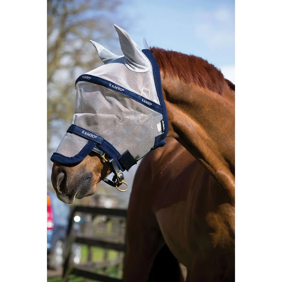 Rambo Fly Mask Navy/Silver 1
