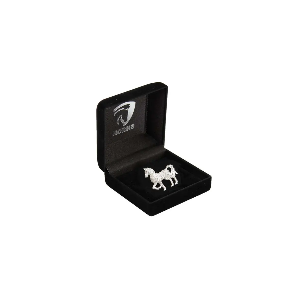Horka Plastronspeld Glitter Paard Zilver 1