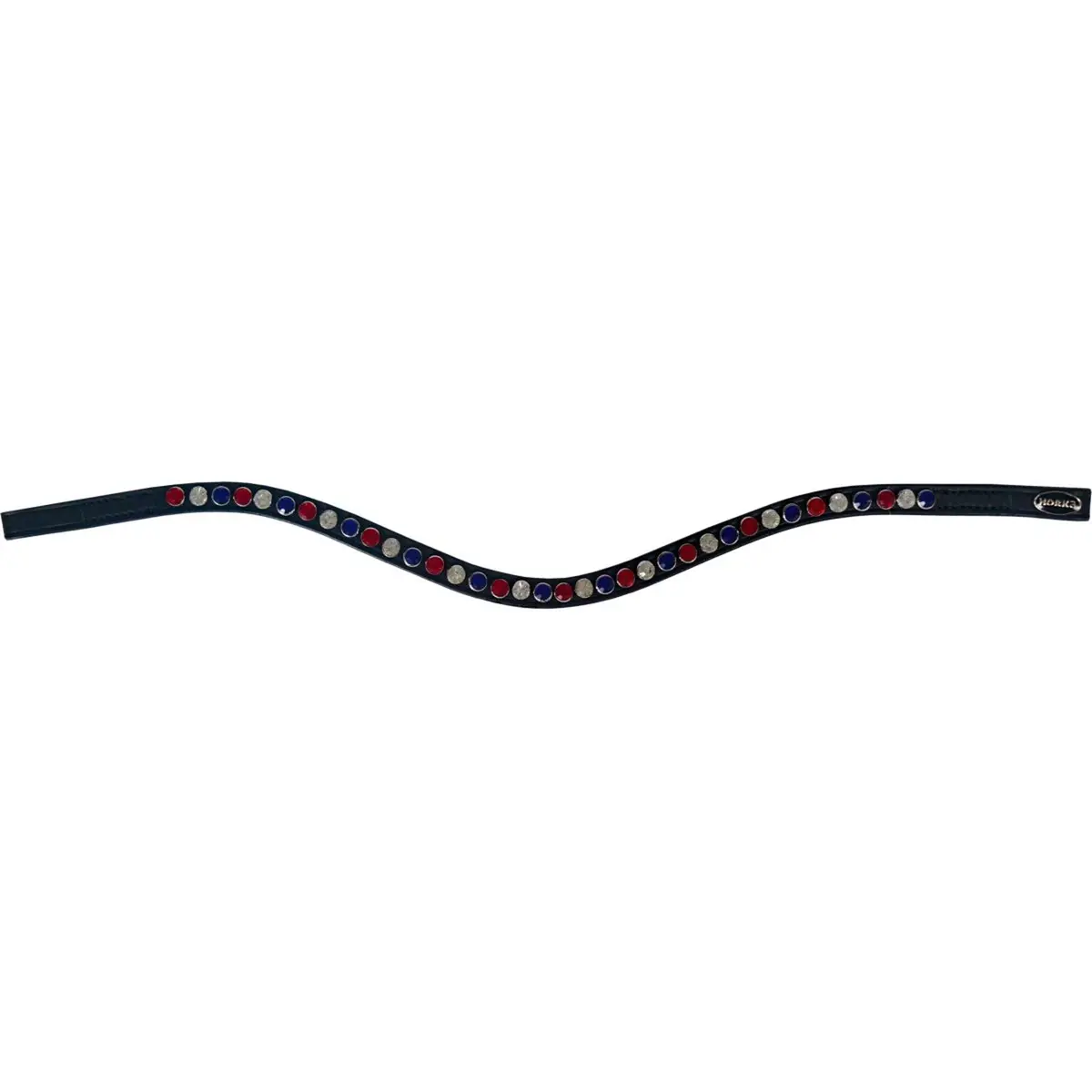 Horka Frontriem Colori Zwart Leder Rood/Wit/Blauw 1