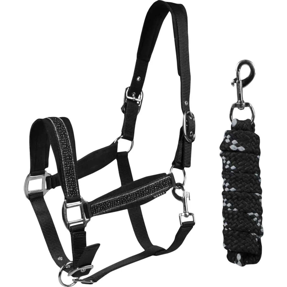 Horka Halsterset Equestrian Pro Crystals & Pearls Zwart 1