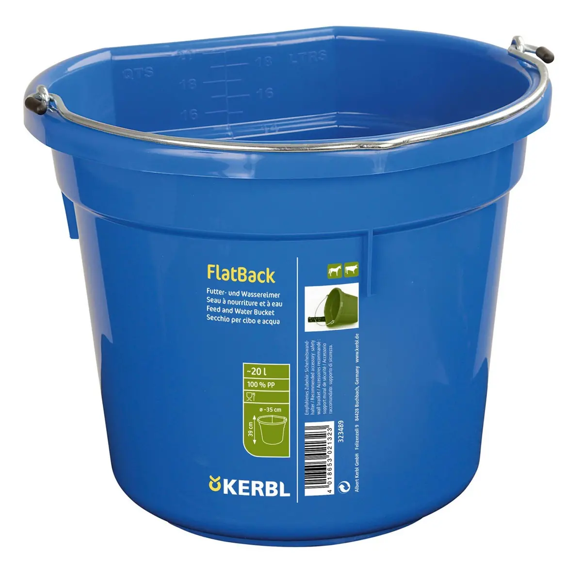 Kerbl Voeder- En Wateremmer Flat Back Blauw 1