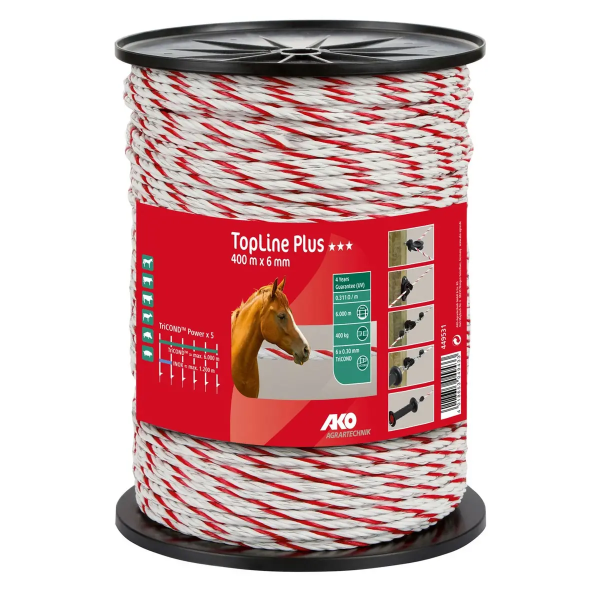 Ako Topline Plus Afrasteringskoord Wit/Rood 1