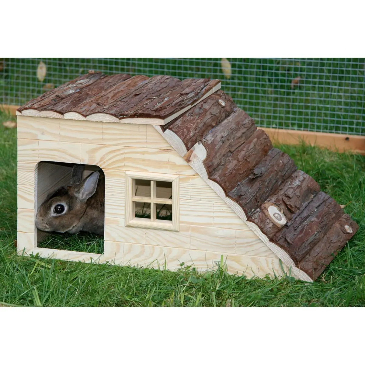 Kerbl Nature Plus Konijnenhuis Met Oploop Hout 1