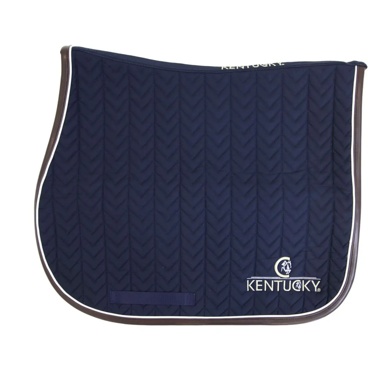 Kentucky Zadeldekje Springen Fishbone Leather Navy 1