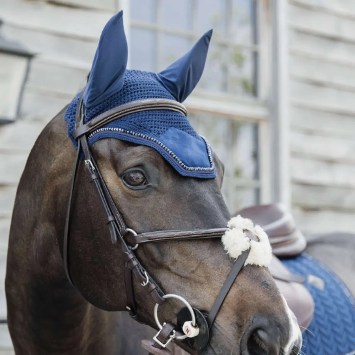 Kentucky Oornetje Wellington Velvet Pearls Navy 1