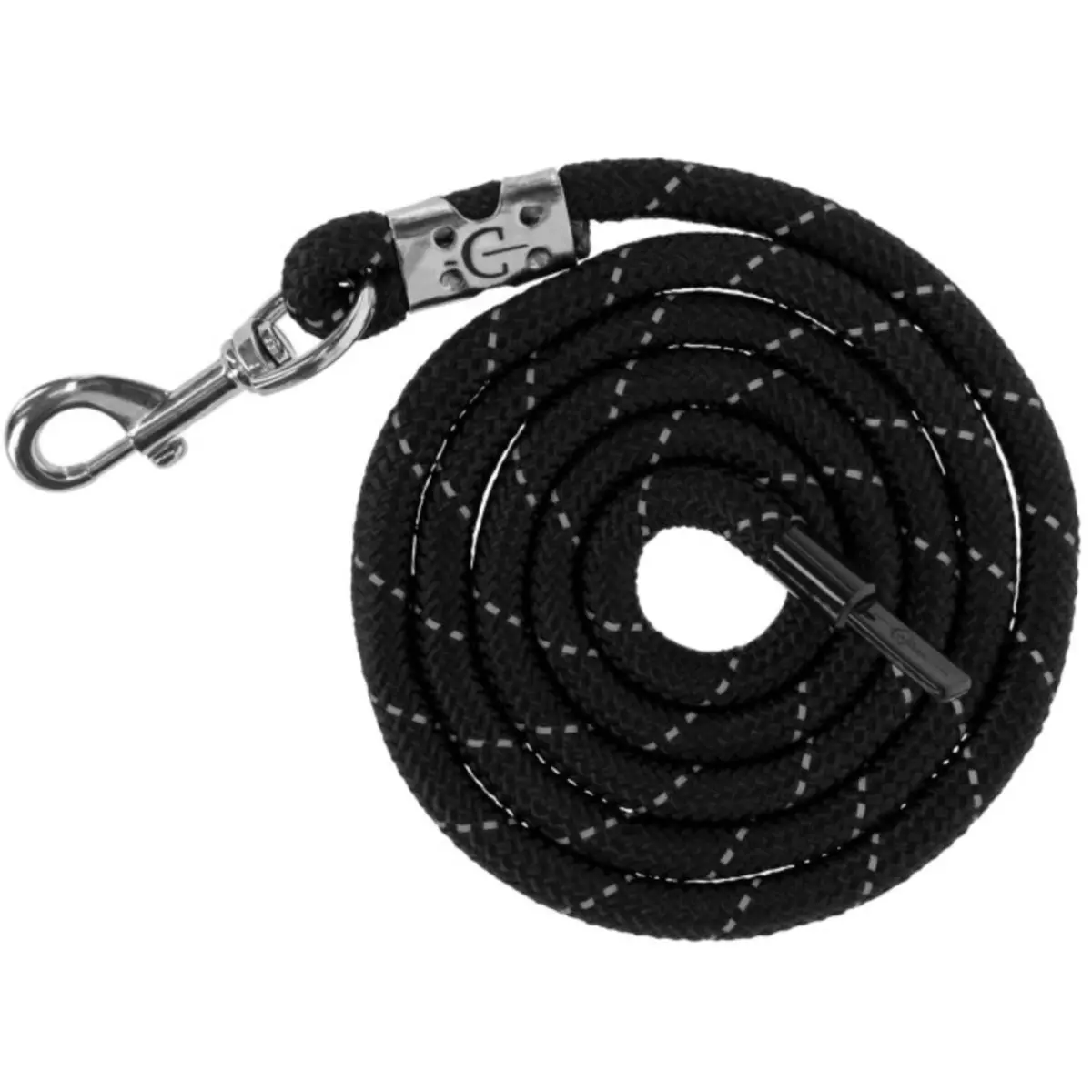 Covalliero Halstertouw Reflective Met Musketonhaak Zwart/Zilver 1