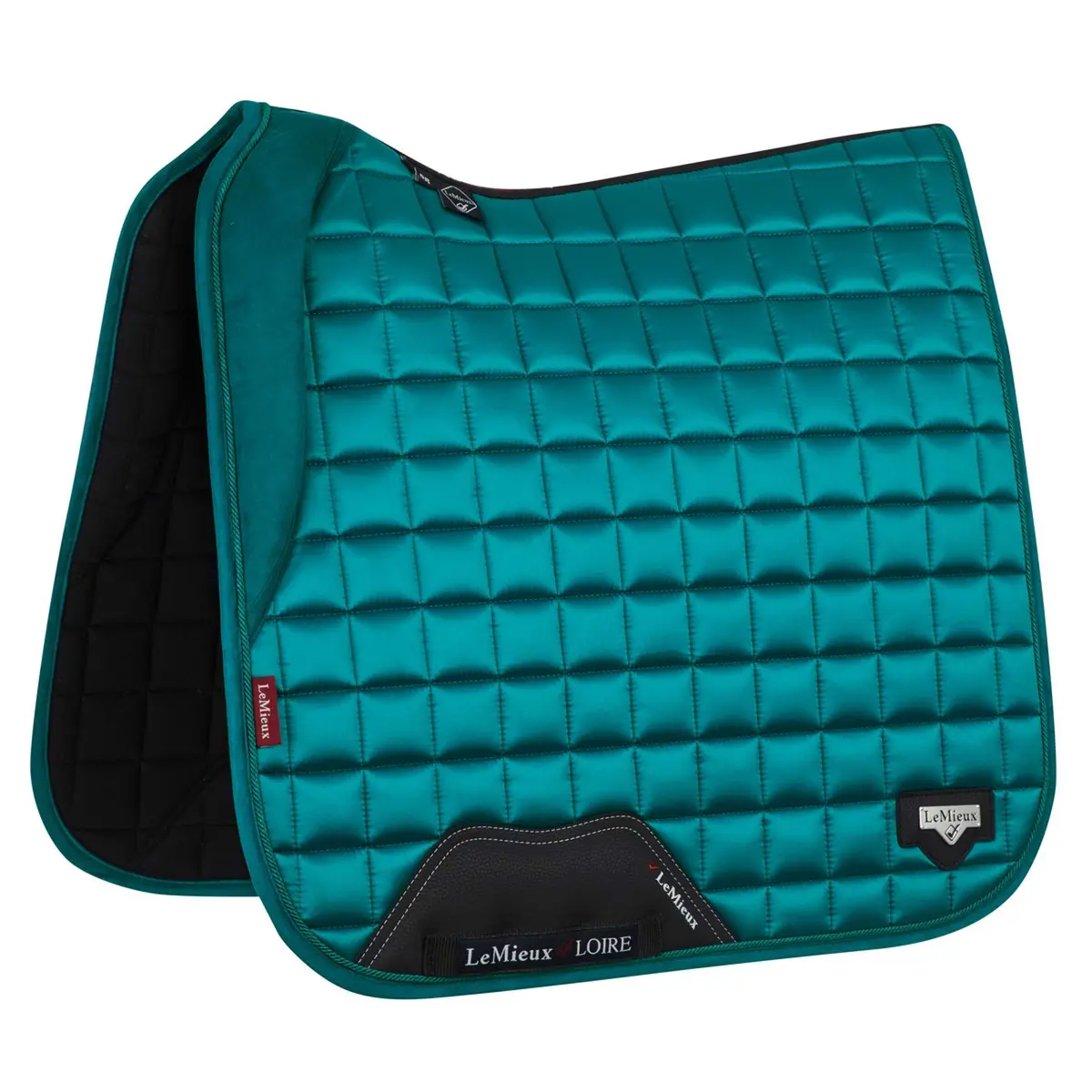 Lemieux Zadeldekje Loire Memory Satin Square Dressuur Peacock Green 1