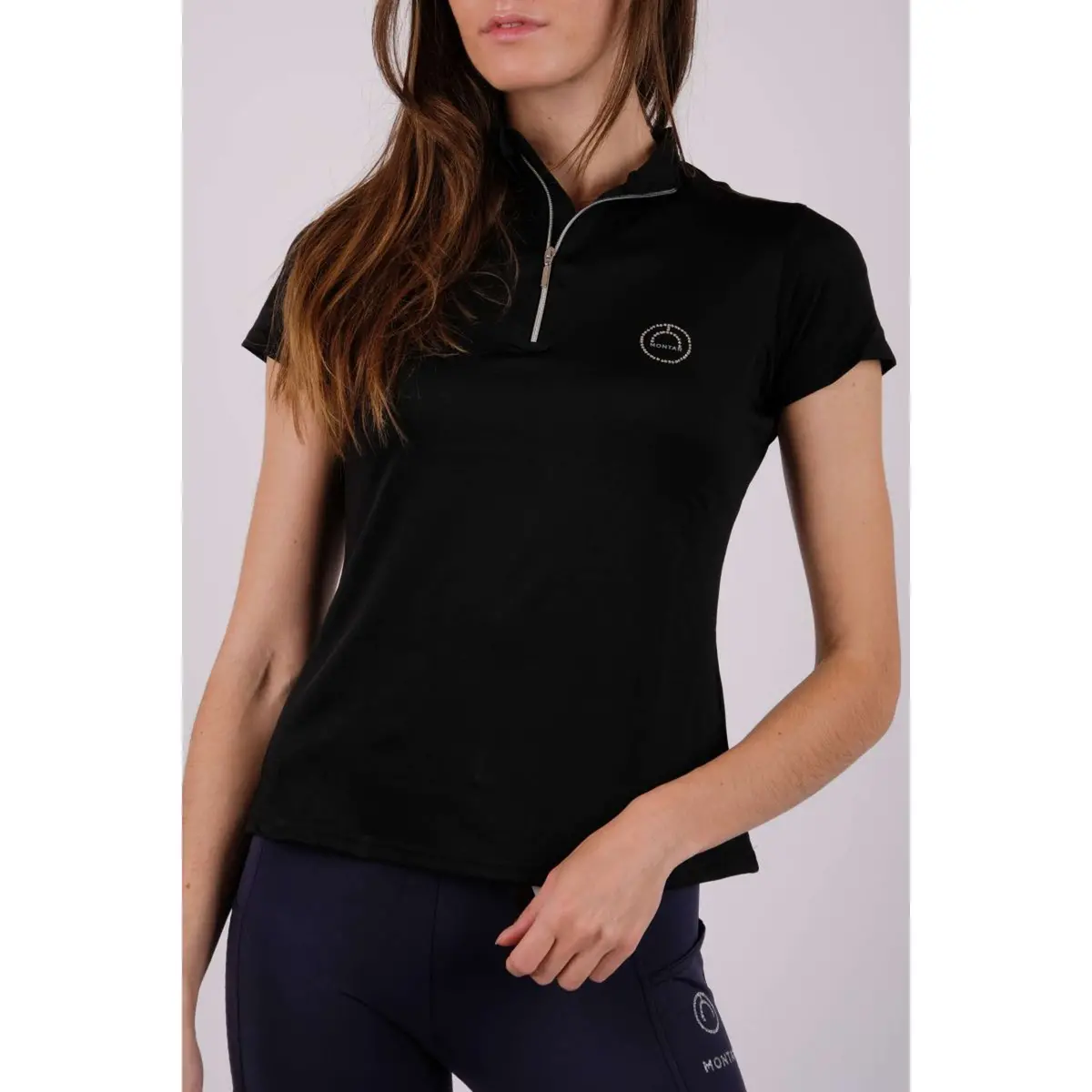 Montar Poloshirt Everly Crystal Logo Zwart 1