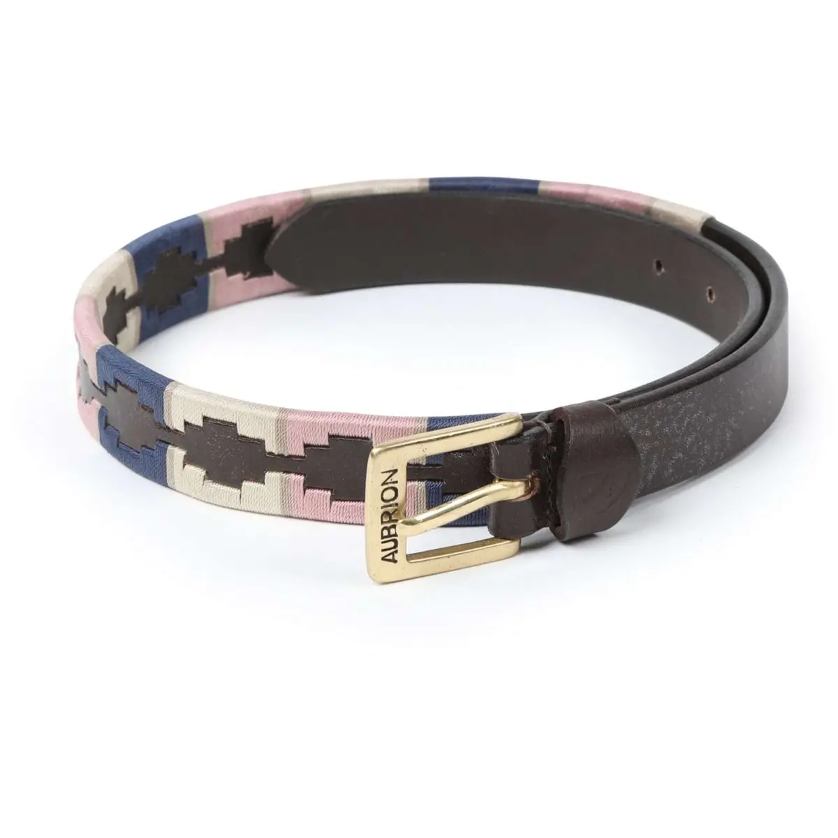 Aubrion By Shires Riem Skinny Polo Navy/Roze/Naturel 1